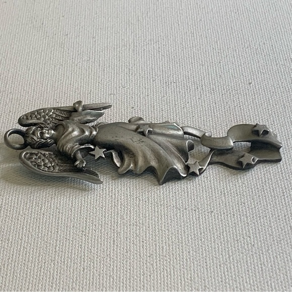 Large Pewter Angel Pendant Ornament Hanging Spiritual Guardian Angels Stars 3.5" - Picture 12 of 14